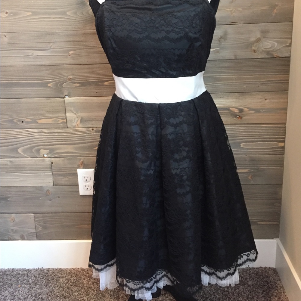Black lace tea length dress